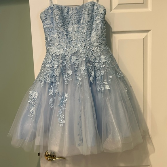 Light blue strapless party dress - Picture 1 of 4